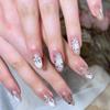 30 Pcs Pink Short Sweetheart Nails Set - Handmade Wearable Star-Design Manicure for a Cool and Stylish Look
