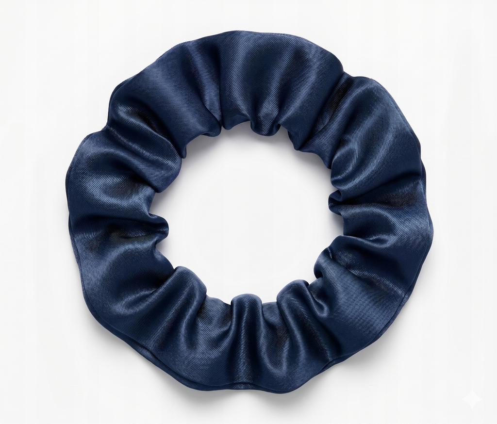 Jedwabna gumka do włosów scrunchie mulberry 6A granatowa S premium