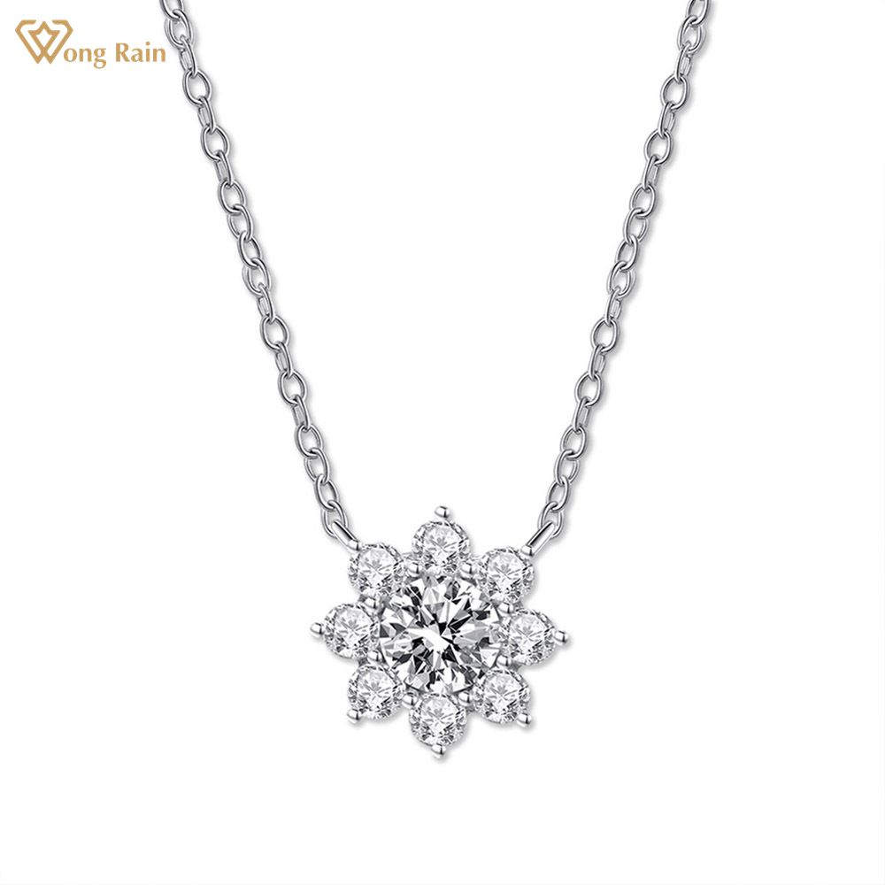 

Wong Rain, 100% стерлинговое серебро 925 пробы, 6*6 мм, AAAAA, цирконы, драгоценный камень, цветок, кулон, ожерелье для женщин, ювелирные изделия, подарок белый
