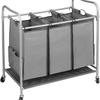 Large Oxford Cloth Laundry Basket with Three Compartments and Wheels for Easy Sorting and Mobility