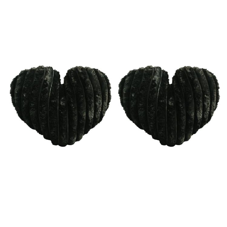 

2Pcs Multifunctional Faux Furs Throw Pillow Ribbed Heart Design Furry Cushion for Sofa Lumbar Support and Romantics Decors чорний