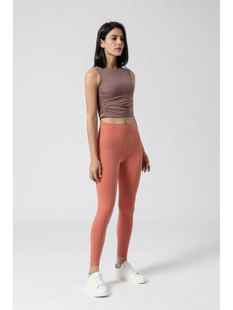 2023 Women's European & American Yoga Sports Vest with Side Waist Folds & Navel Cutout