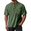 Men's Summer Round Neck Short Sleeve T-Shirt Neck Men's All-match Casual Button Shirt