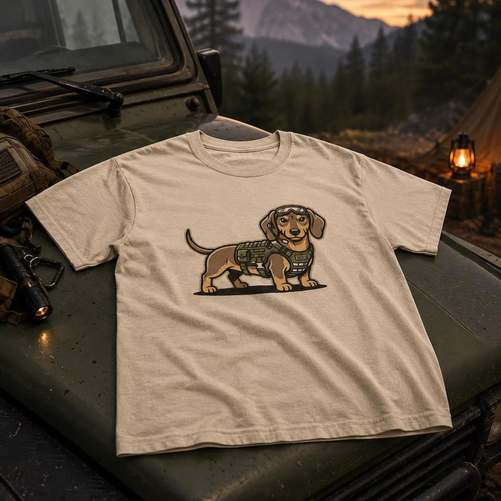 Dachshund in Tactical Vest Tee | Dachshund Military Dog Shirt