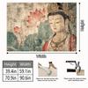 VIKAMA Zen Guanyin Lotus Tapestry Vintage Mural Style Tea Room Buddha Hall Living Room New Chinese Decoration