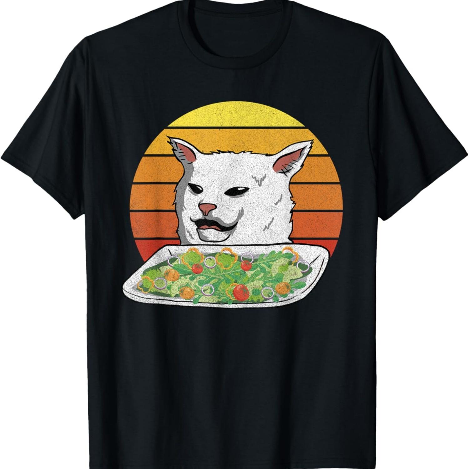 

Angry Women Yelling At Confused Cat At Dinner Table Meme Cat T-Shirt(1) XXXXXL чорний