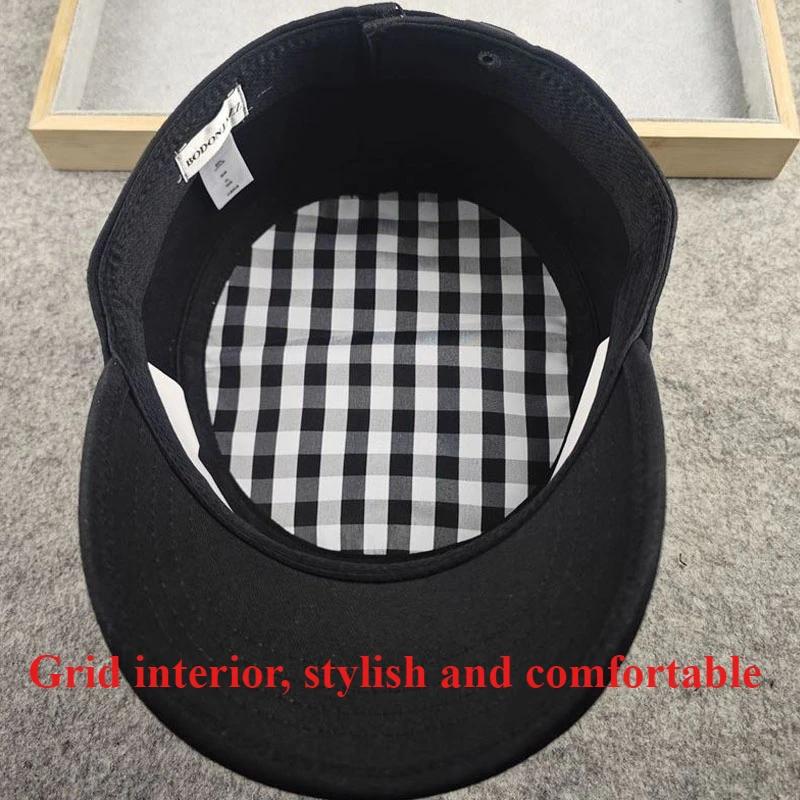 Sombrero de Copa Plano Cerrado por Detrás de Gran Tamaño 64 cm para Hombre Gorra Militar Ajustable Casual con Forro a Cuadros Gorras de Béisbol de Algodón Puro para Viaje