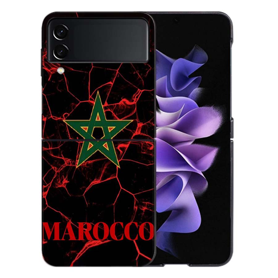 Morocco Flag Soccer Coque For Samsung Z Flip7 6 Galaxy Case Shockproof Z Flip5 Z Flip3 4 5G Hard Cover Phone TPU PC Hard Funda