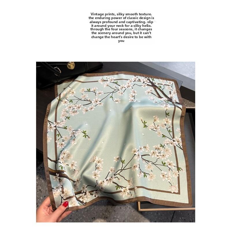 New spring/summer small square scarf - printed chinese style mulberry silk scarf - multi-purpose bag tie