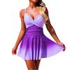 Women’s Sleeveless Gradient Print Dress with V Neck Spaghetti Straps and Flared A Line Skirt for Casual or Holiday Wear