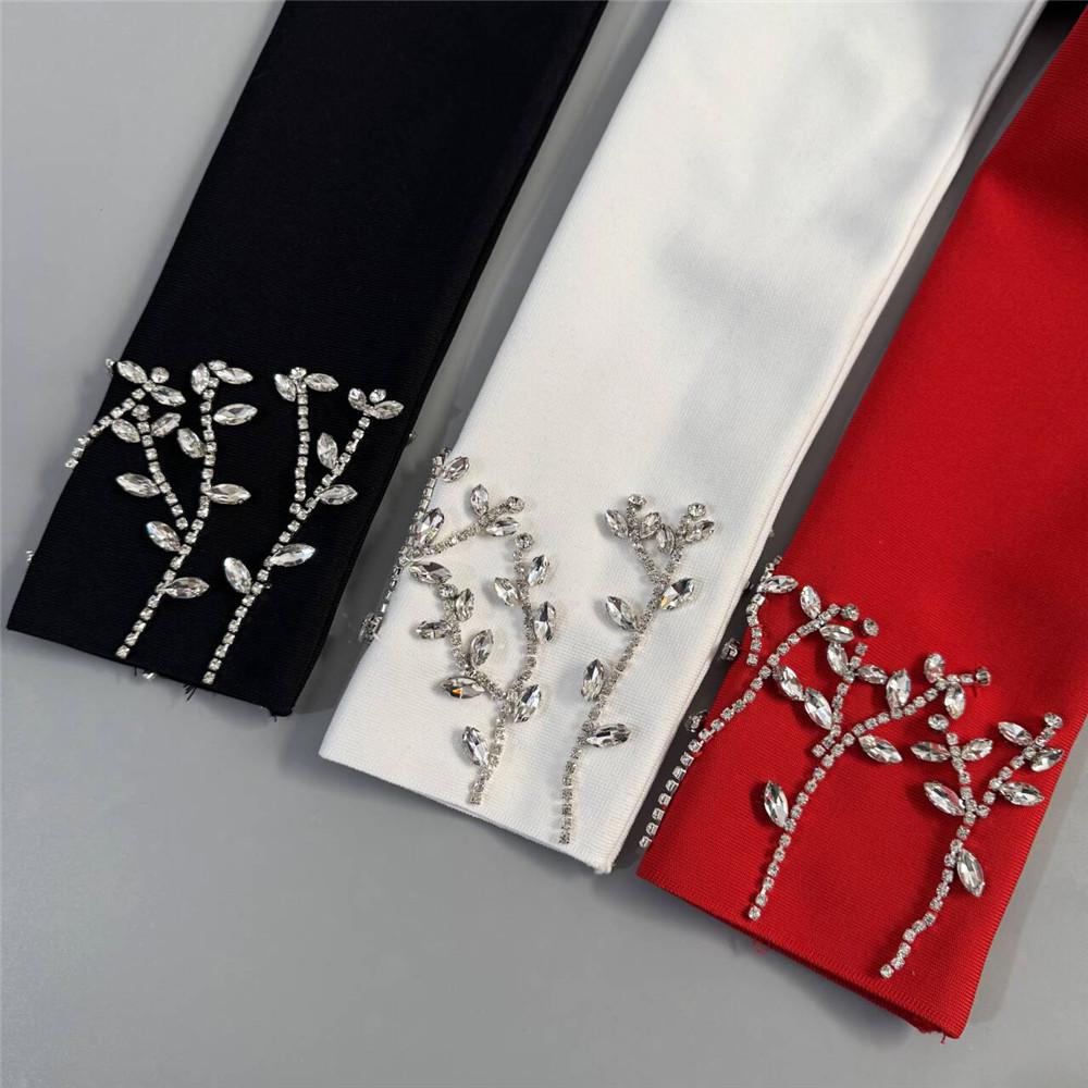 European and American Studded Bandage Long Sleeve Evening Gown - Slim Fit Socialite Party Dress