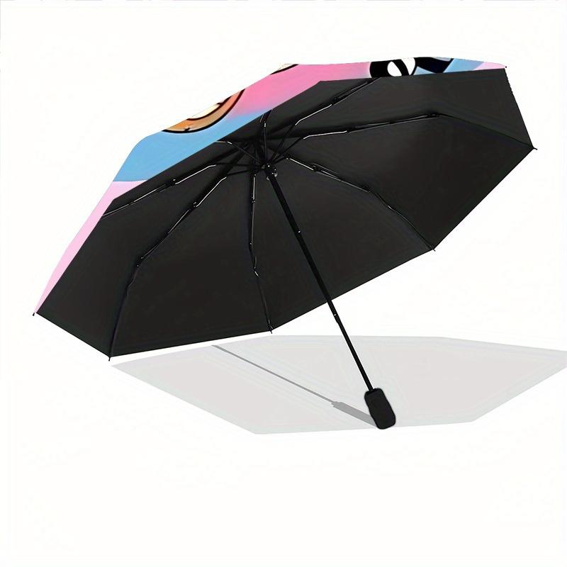 1pc Powerpuff Girls Automatic Open/close Folding Portable Umbrella with 8-Rib Structure for Women/Men, All-Season Use  a0901083