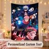 Benutzerdefinierter personalisierter Wandteppich, Jujutsu Kaisen Druck Benutzerdefinierter Name Text Wandkunst zum Aufhängen für Schlafzimmer
