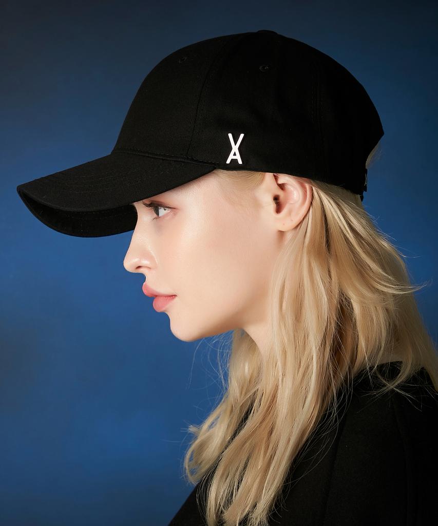 Bajal [Unisex] Studded Logo Oversized Ball Cap Black