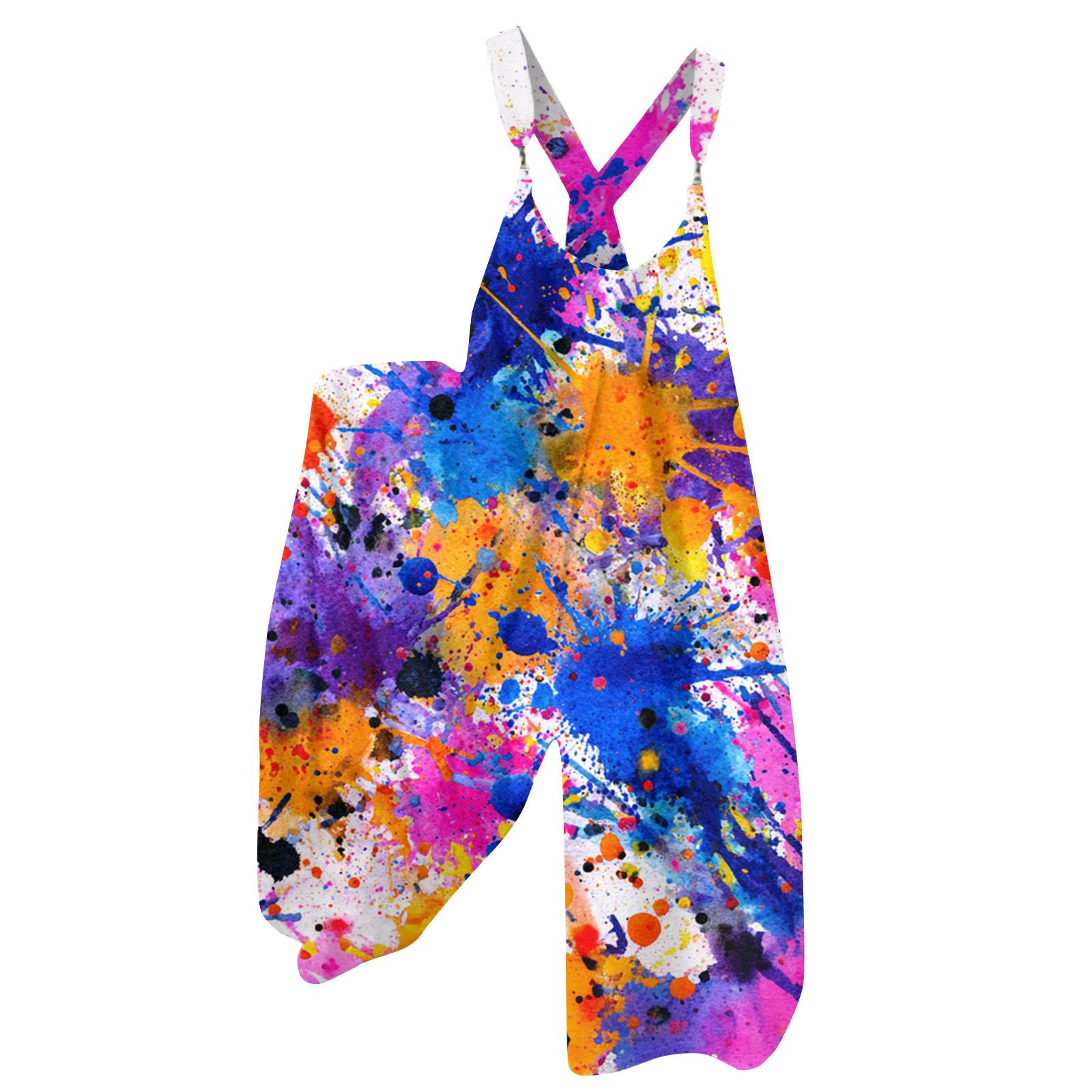 

Женский комбинезон с принтом в винтажном стиле (Нерегулируемые ремни) L синий