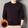 Men's Fleece-Lined Long Sleeve Wool Sweater - Casual Loose Fit, Autumn/Winter Style