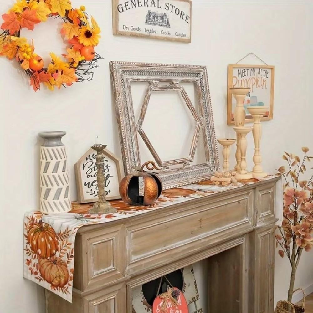 Autumn Leaf Polka Dot Pumpkin Table Runner Charming Design Harvest Festival Decor  Home Decor