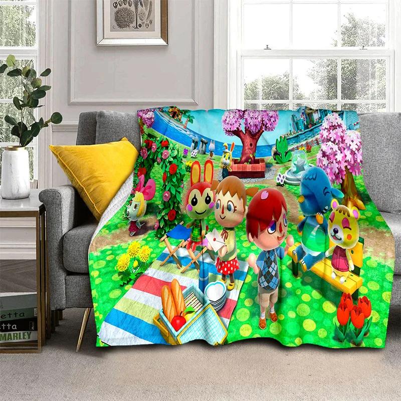 Cartoon Animal Crossing New Horizons Soft Plush Blanket,Flannel Blanket Throw Blanket for Living Room Bedroom Sofa Cover Child