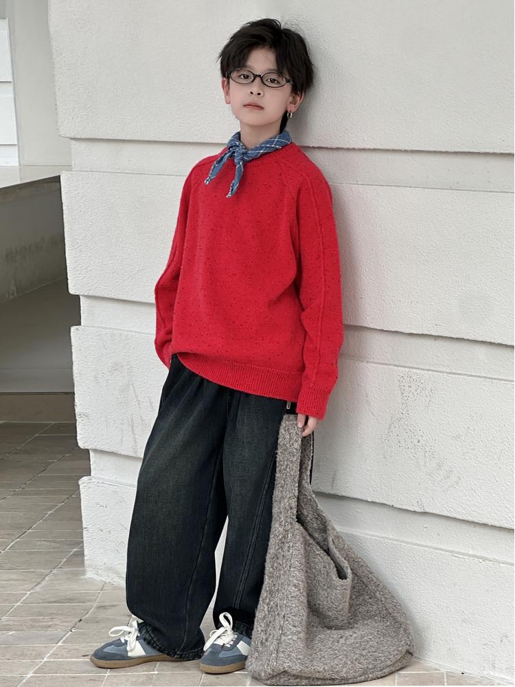 Boys' Non-Pilling Warm Knit Sweater, Korean Style, Long-Sleeved, Autumn/Winter 2025