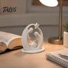 Small Desktop Art 3D Printed Holy Family Ornament, Abstract Crescent Sculpture with Statue Star, Religious Decoration for Christmas Fireplace