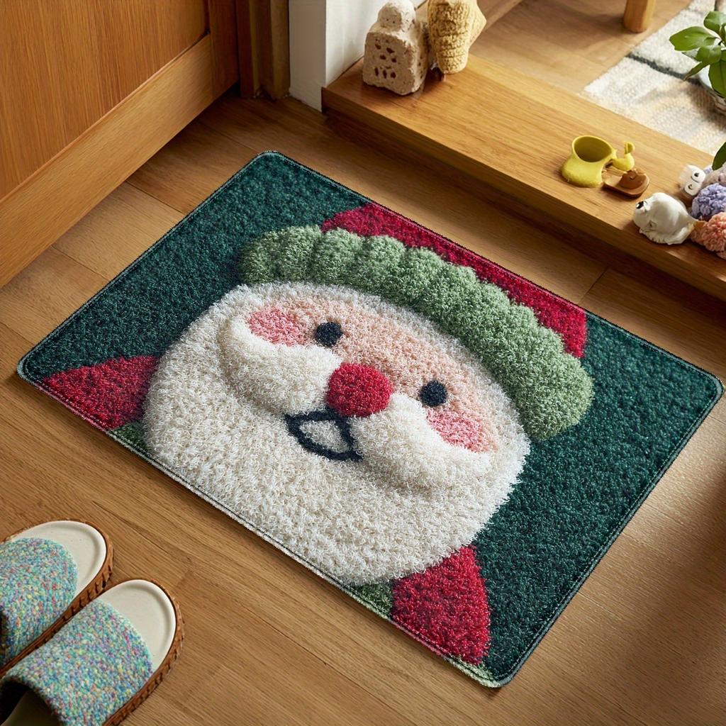 VIKAMA Cartoon Cute Santa Claus Carpet Anti Slip Machine Washable Living Room Bedroom Entrance Door Carpet Home Decoration