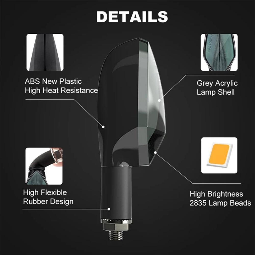 Universal Motorcycle Led Turn Signals Directional Indicators Flashing Rear Tail Brake Flasher Light Stop Signal Light