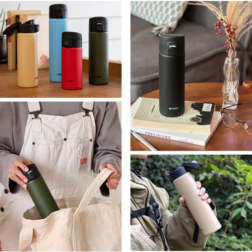 Tiger Thermos (TIGER) Water Bottle 480ml Mug Bottle One Touch Lightweight Stainless Steel Bottle Vacuum Insulated Thermal Insulation Black MKA-K048KK