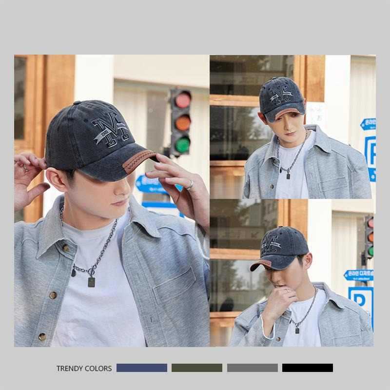 Yazlık Şapka Kadın Erkek Güneş Kremi Güneşlik Yıkanmış Kovboy Şapkası Açık Hava Seyahat Alfabe Beyzbol Şapkası