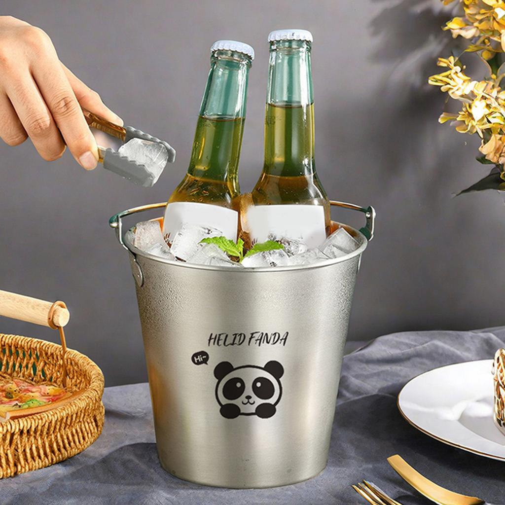Portable 304 Stainless Steel Ice Bucket With Handle Beer Champagne Cooler Bucket Party Utensils French Fry Snack Bucket