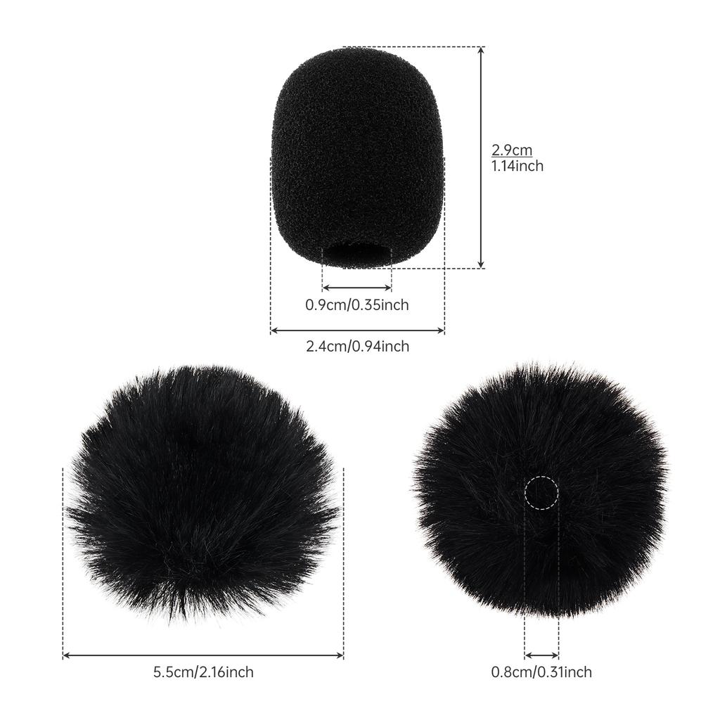 10pcs Lavalier Mic Furry Muffs Foam Windscreens Mini Microphone Universal Fit Wind Noise Reduction Accessory Kit