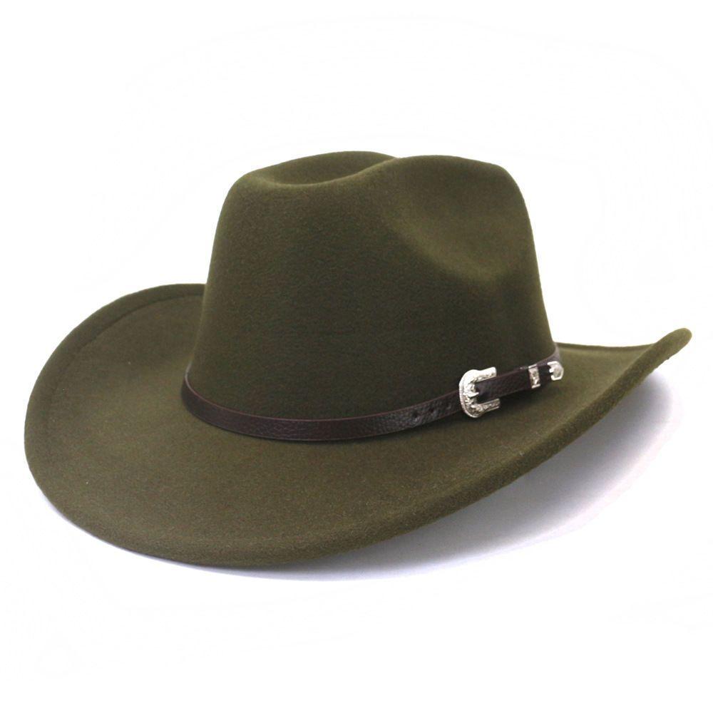 Classic Western Cowboy Hat Metal Buckle Strap Cowboy Hat Vintage Felt Cowboy Hat Daily Matching