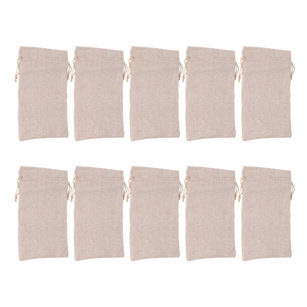 10Pcs Cotton Linen Bag Small Storage Drawstring Bag 9 X 6.7in Reusable Storage Bag for Bread Flowers