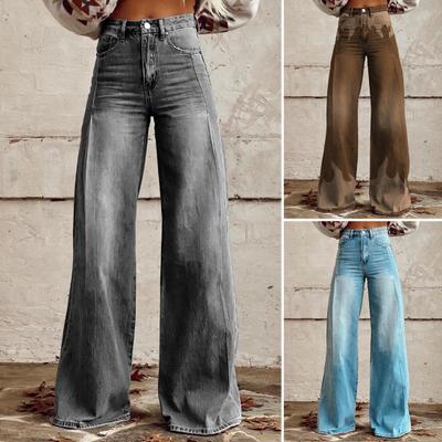 Women Wide Leg Pants High Waist 3D Print Casual Trousers with Pockets