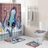 Creative Fashion Series Shower Curtain Floor Mat Combination Four-Piece Set Bathroom Toilet Carpet Shower Room Mat Foot Mat
