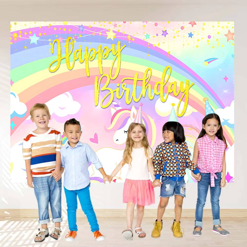 Ewprint Unicorn Birthday Background Photography Party Bedroom Living Room Decoration Shooting Background Cloth