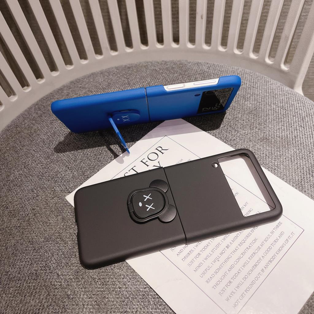 Cute 3d Bear Holder Phone Case For Samsung Galaxy Z Flip 4 Z Flip 3 Hand Chain Case Z Flip 5g Folding Cover Fundas