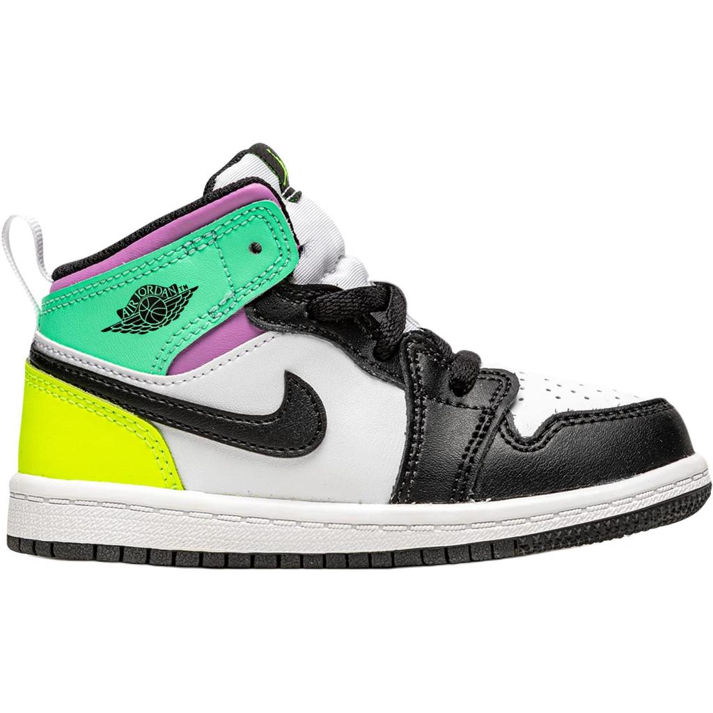 Zapatillas de Bebé Air Jordan 1 Mid TD Pastel Blanco Verde Voltio Brillo 640735-175