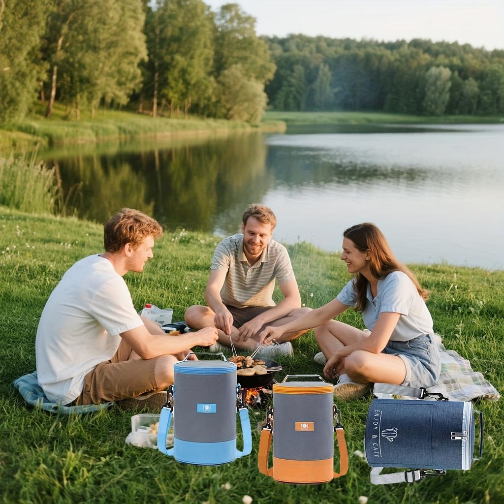 Large Capacity Insulated Cooler Bag - Portable Aluminum Foil for Freshness & Heat Preservation, Durable Zipper Closure, Ideal for Outdoor Travel