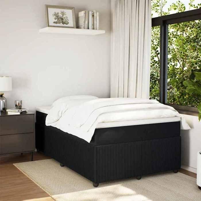 Exclusive House - Slatted Bed Base with Black Velvet Mattress 120x190 Cm