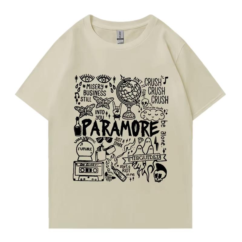 

2025 Рок-гурт Paramore Вінтажна футболка з альбомом Чоловіча Жіноча Вінтажна з коротким рукавом Унісекс Бавовняні Топи Вуличний одяг Оверсайз Вільна Повсякденна S