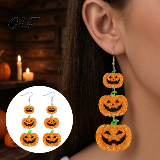 Fashionable Lightweight Earrings for Women 1 Pair Halloween Women, Acrylic Gothic Dangle Earrings, Theme Jewelry Friends Spooky Bat Pumpkin