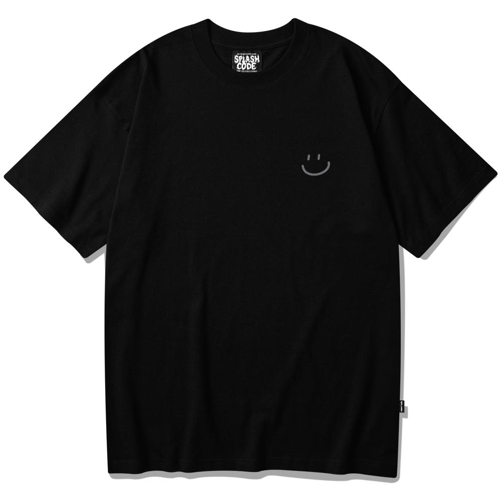 Seupeullaesikodeu Short Sleeve T-Shirt Black - Smiling