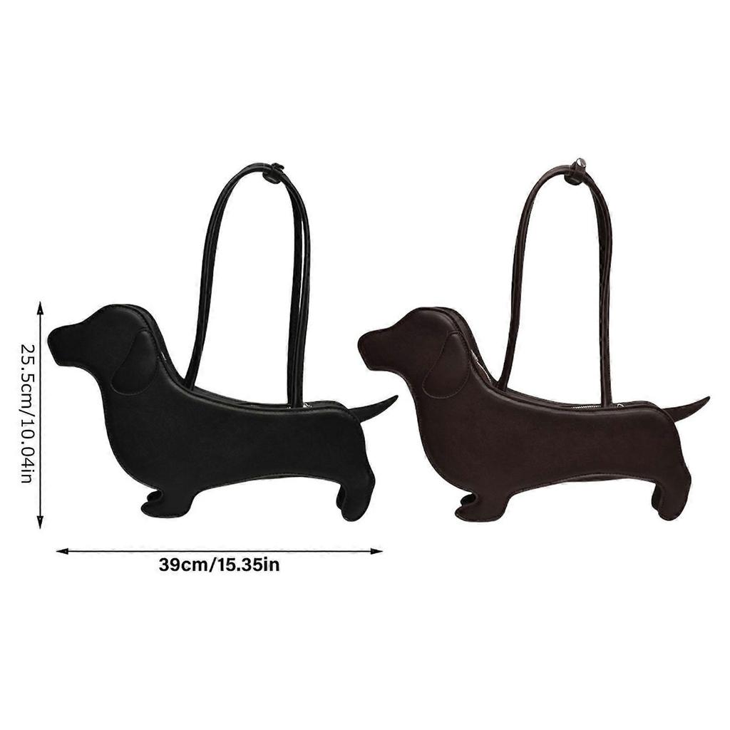 Praktische Dackel Umhängetasche PU-Leder Achseltasche Lässige Armtaschen für Pendeln und Freizeitaktivitäten Schwarz