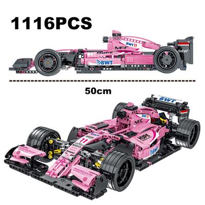 Technische Formel 1 Rosa F1 Supercar Rennwagen Modell Bausteine City Speed Champions Fahrzeug Kit Ziegel Spielzeug Geschenk für Kind Junge