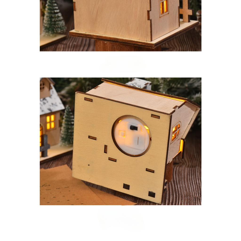 Christmas Decoration Luminous Wooden House LED Wooden Christmas House, Luminous Wooden House Decoration, Christmas Halloween Birthday Party