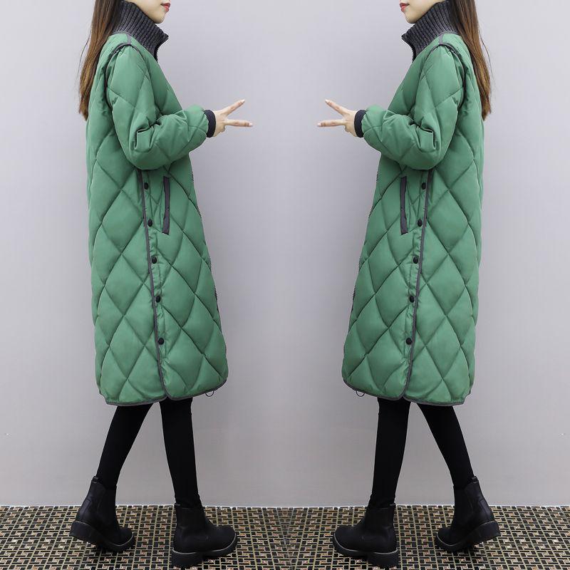 2023 Autumn/Winter Women's Mid-Length Korean Plus Size Lightweight Down Cotton Coat Jacket