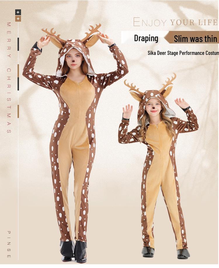 Khakifarbenes Gepunktetes Reh Weihnachtskosplay Kostüm für Bühnenauftritt