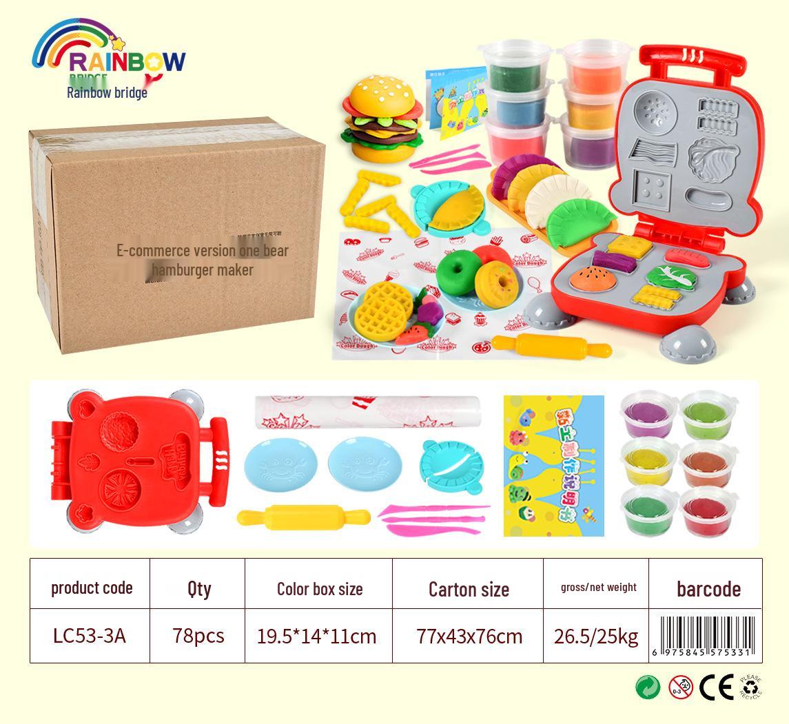 Wheat Clay Burger & Ice Cream Maker DIY Play-Doh Toy Set for Kids Ages 6+
