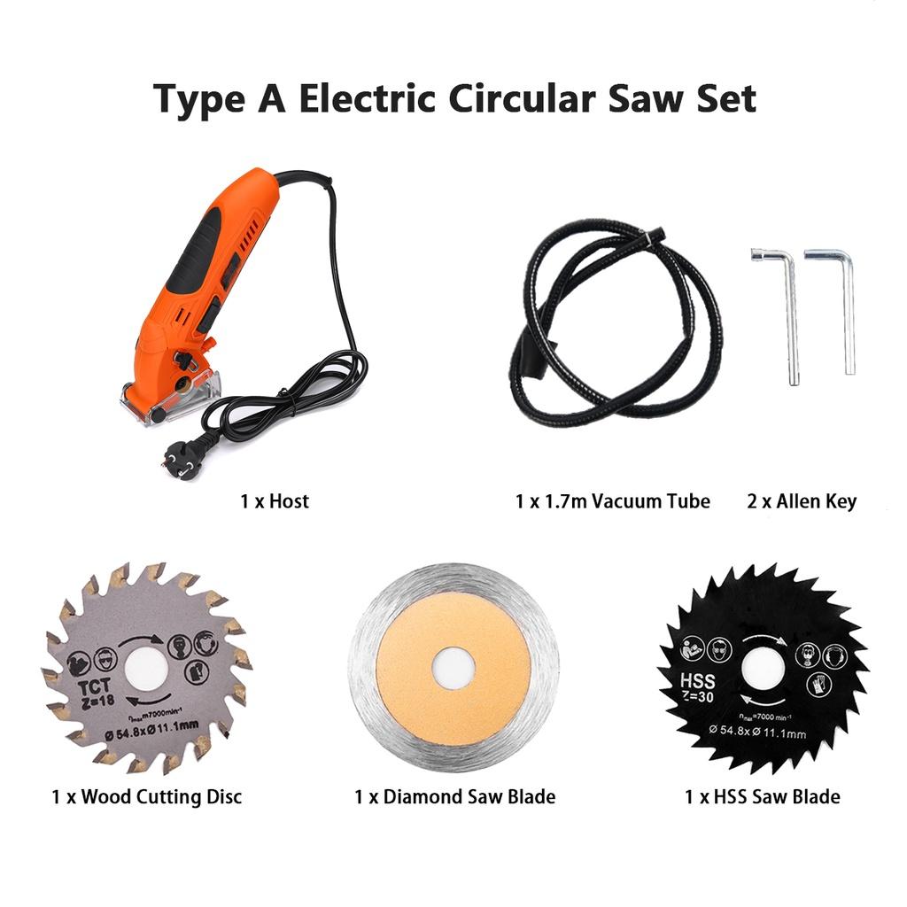 400W 10000RPM Ceramics Metal Wood Cutting Woodworking DIY Power Tool with 3pc Blades Mini Circular Saw Electric Saw