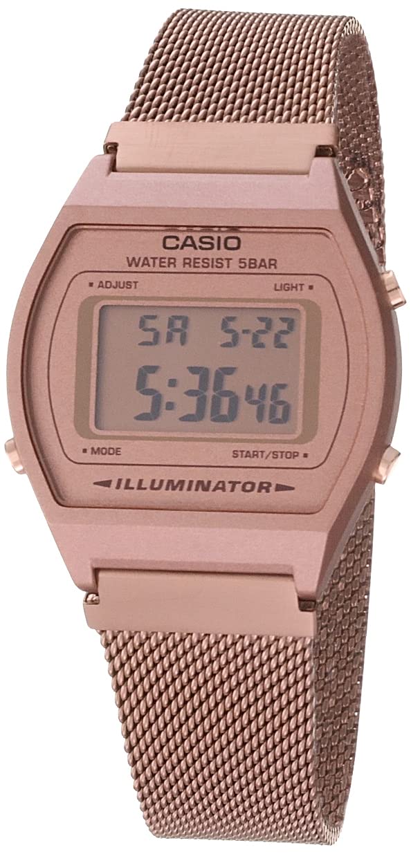 

Casio Vintage Rose Stainless Steel Mesh Band Classic LCD Digital Watch B640WMR-5AV Men s Gold-Tone